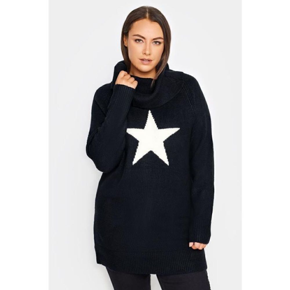 CITY CHIC NWT Evans Navy Star Cowl Neck Jumper Sweater Sz 14